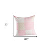 Set Of Two 20" X 20" Pink Patchwork Zippered 100% Cotton Throw Pillow
