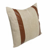 Set Of Two 20" X 20" Beige Striped Zippered Linen Throw Pillow