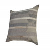 Set Of Two 20" X 20" Gray Striped Zippered 100% Wool Throw Pillow