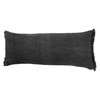 Set Of Two 14" X 36" Black Solid Color Zippered 100% Cotton Throw Pillow