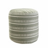 20" Green Polyester Round Striped Indoor Outdoor Pouf Ottoman