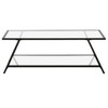 48" Black Glass Rectangular Coffee Table With Shelf