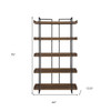 75" Light Brown Solid Wood and Metal Five Tier Industrial Bookcase