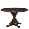 48" Espresso Brown Round X Pedestal Base Wood Dining Table