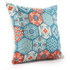 20" X 20" Blue Zippered Patchwork Indoor Outdoor Throw Pillow