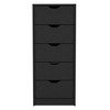 18" Black Charcoal Manufactured Wood Five Drawer Tall and Narrow Dresser