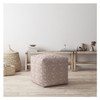 17" Pink Cotton Animal Print Pouf Ottoman