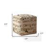 17" Brown Cotton Animal Print Pouf Ottoman