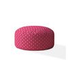 24" Pink Cotton Round Polka Dots Pouf Ottoman