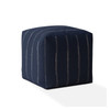 17" Blue Cotton Striped Pouf Ottoman