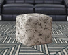 17" Beige Flax Floral Pouf Ottoman