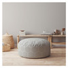 24" Gray Cotton Round Geometric Pouf Ottoman