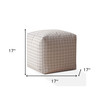 17" Gray Cotton Gingham Pouf Ottoman