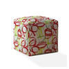 17" Red And White Cotton Abstract Pouf Ottoman