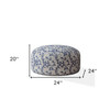 24" Beige Cotton Round Turtle Pouf Ottoman