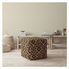 17" Brown Cotton Damask Pouf Ottoman