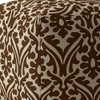 17" Brown Cotton Damask Pouf Ottoman
