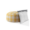 24" Yellow And White Canvas Round Gingham Pouf Cover
