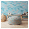 24" Blue Canvas Round Seashell Pouf Cover