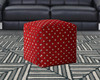 17" Red And White Cotton Polka Dots Pouf Cover
