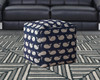 17" Blue Twill Whale Pouf Cover