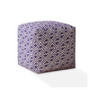 17" Purple And White Cotton Abstract Pouf Cover