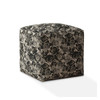 17" Beige Canvas Floral Pouf Cover