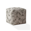 17" Beige Flax Floral Pouf Cover