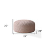 24" Pink Canvas Round Geometric Pouf Cover