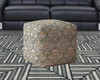 17" Orange Cotton Damask Pouf Cover