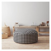 24" Black And Gray Cotton Round Gingham Pouf Cover