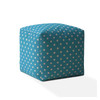 17" Blue And White Cotton Polka Dots Pouf Cover