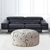 24" Black And Gray Polyester Round Abstract Pouf Cover