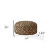 24" Brown Cotton Round Damask Pouf Cover