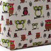 17" Pink And White Cotton Owls Pouf Cover