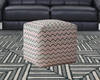 17" Gray Twill Chevron Pouf Cover