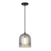 10" Gray Smoked Glass Dimmable Bell Shape Pendent Ceiling Light