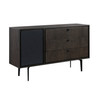 63" Dark Gray Finish Solid Wood and Metal Three Drawer Standard Dresser