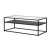 46" Black Glass Rectangular Coffee Table With Shelf