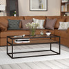 46" Black Glass Rectangular Coffee Table With Shelf