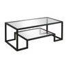 45" Black Glass Rectangular Coffee Table With Shelf