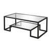 45" Black Glass Rectangular Coffee Table With Shelf