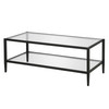 45" Black Glass Rectangular Coffee Table With Shelf