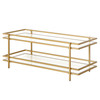 45" Gold Glass Rectangular Coffee Table With Shelf