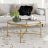 36" Gold and Glass Round Coffee Table