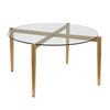 36" Gold and Glass Round Coffee Table