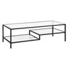 54" Black and Glass Rectangular Coffee Table With Two Shelves