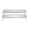 45" Silver and Glass Rectangular Coffee Table With Shelf