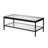 45" Black and Glass Rectangular Coffee Table With Shelf