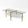 47" Gold Glass and White Rectangular Coffee Table With Shelf